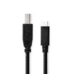 f USB Kabel 2m USB-C naar USB-B