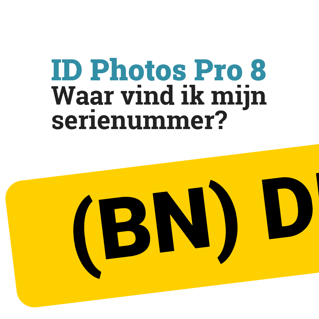 Waar vind ik mijn serienummer van de ID Photos Pro software? 